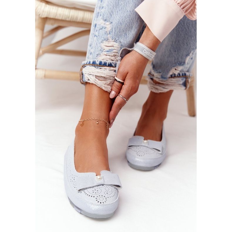 Ballerines Écologiques Bleues en Cuir Rio Flore 1