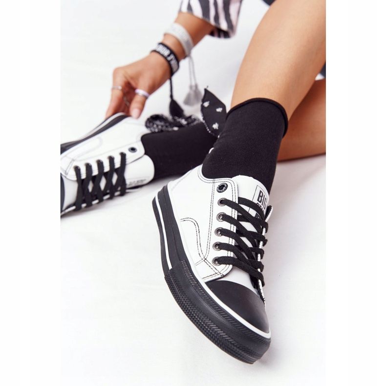 Baskets en cuir pour femmes Big Star HH274147 Blanc et noir 2