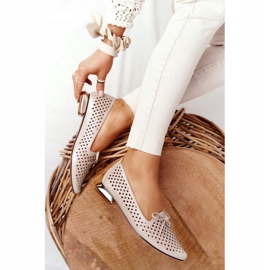 Mocassins Ajourés Sur Talons Dorés Vinceza 21-10602 Doré beige 1