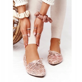 Mocassins Ajourés Sur Talons Dorés Vinceza 21-10602 Multicolore beige rose 2