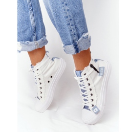 Baskets Montantes Femme Big Star HH274160 Blanc blanche bleu 1