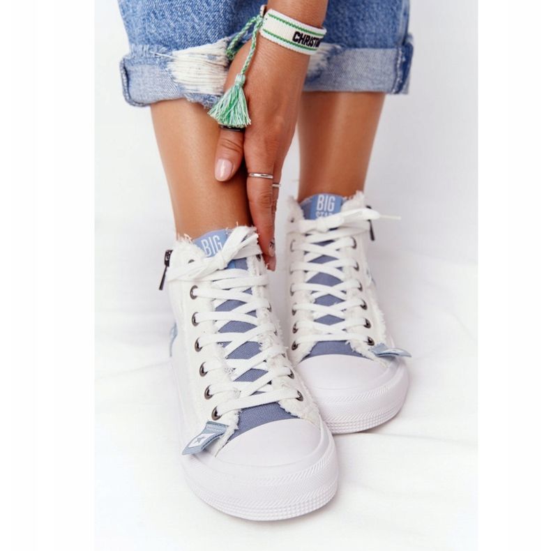 Baskets Montantes Femme Big Star HH274160 Blanc blanche bleu 2