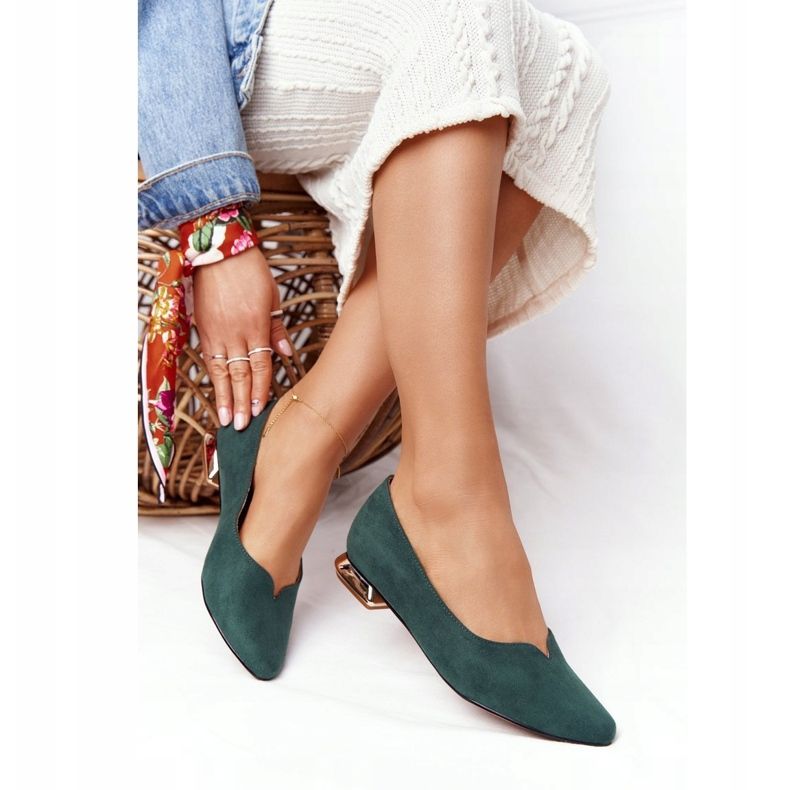 Mocassins Verts à Talons Dorés Vinceza 21-10601 2