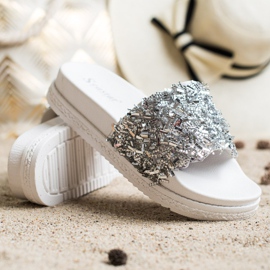 Seastar Pantoufles De Cristal De Mode blanche argent 1