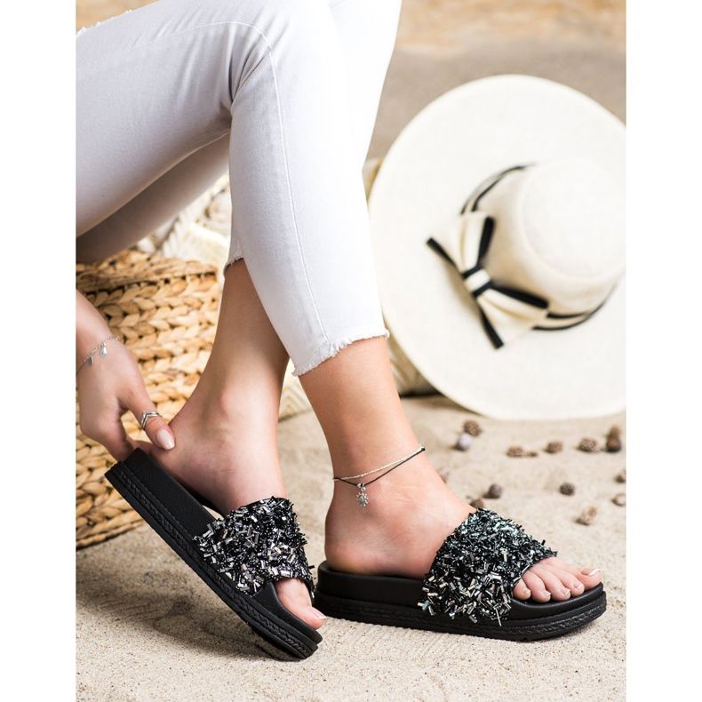 Seastar Pantoufles De Cristal De Mode le noir 1