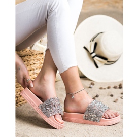Seastar Pantoufles De Cristal De Mode brun rose argent 1