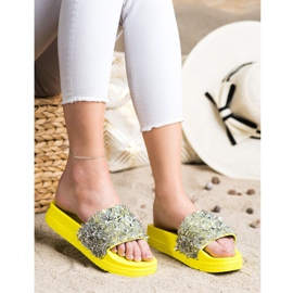 Seastar Mode pantoufles en cristal argent jaune 4