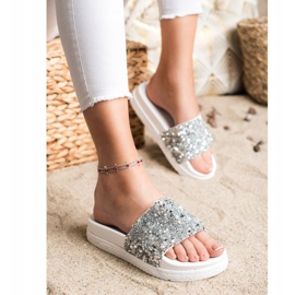 Seastar Pantoufles À La Mode Sur La Plateforme blanche argent 1