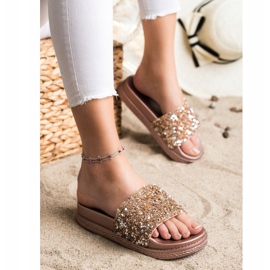 Seastar Pantoufles À La Mode Sur La Plateforme brun d'or 3