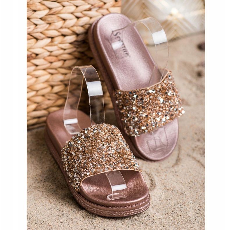 Seastar Pantoufles À La Mode Sur La Plateforme brun d'or 2