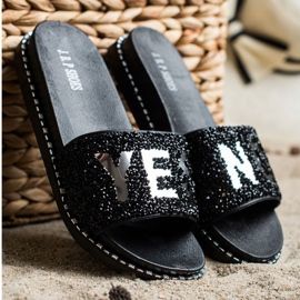 SHELOVET Pantoufles À La Mode Avec Des Cristaux le noir 1