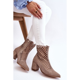 Bottes Ajourées En Daim Sur Talon Haut Nicole 2638 Cappuccino beige 4