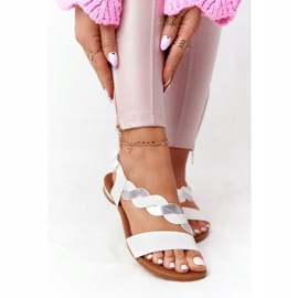 Sandales en cuir Vinceza 21-17117 Blanc et argent blanche 2