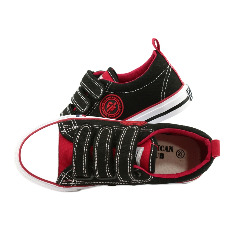 Baskets Enfant Américaines Avec Velcro American Club LH61 Noir-Rouge le noir 4