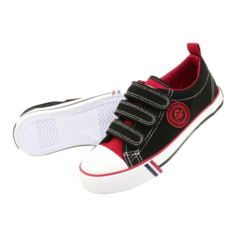 Baskets Enfant Américaines Avec Velcro American Club LH61 Noir-Rouge 2