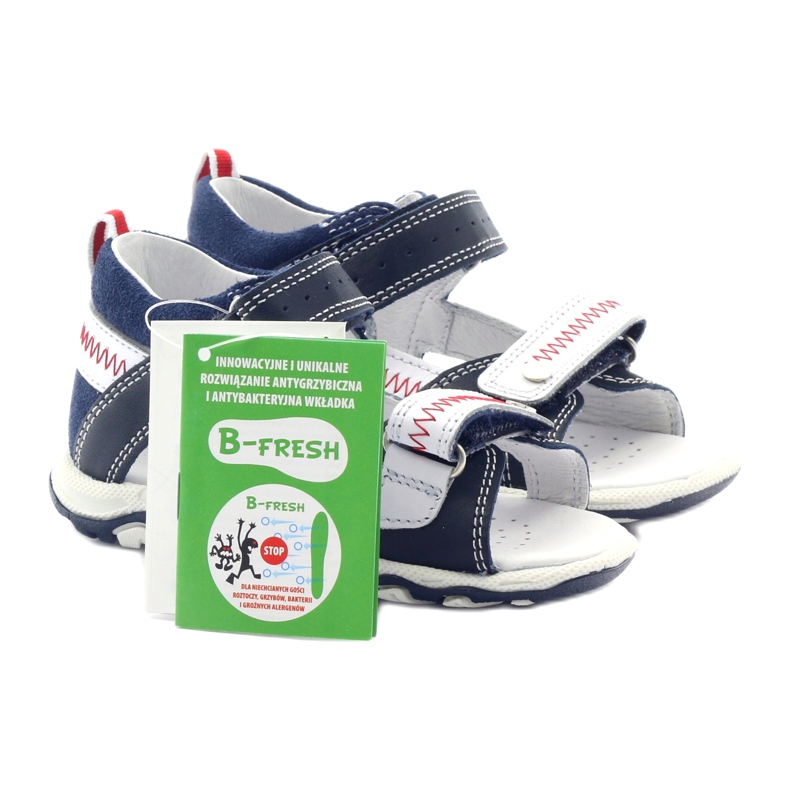 Sandales en cuir pour Velcro 81824 Marine / Bartek rouge bleu 5