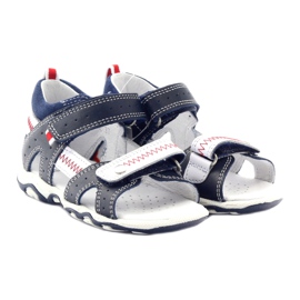 Sandales en cuir pour Velcro 81824 Marine / Bartek rouge bleu 4