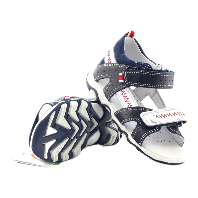 Sandales en cuir pour Velcro 81824 Marine / Bartek rouge bleu 3
