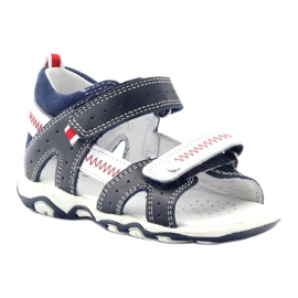 Sandales en cuir pour Velcro 81824 Marine / Bartek rouge bleu 1