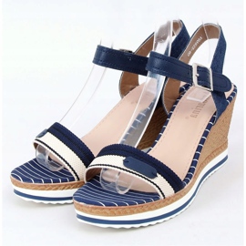 Sandales marines compensées A89832 Bleu bleu marin 1