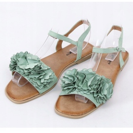 Sandales vertes pour femmes à fleurs PA-370 Vert 1