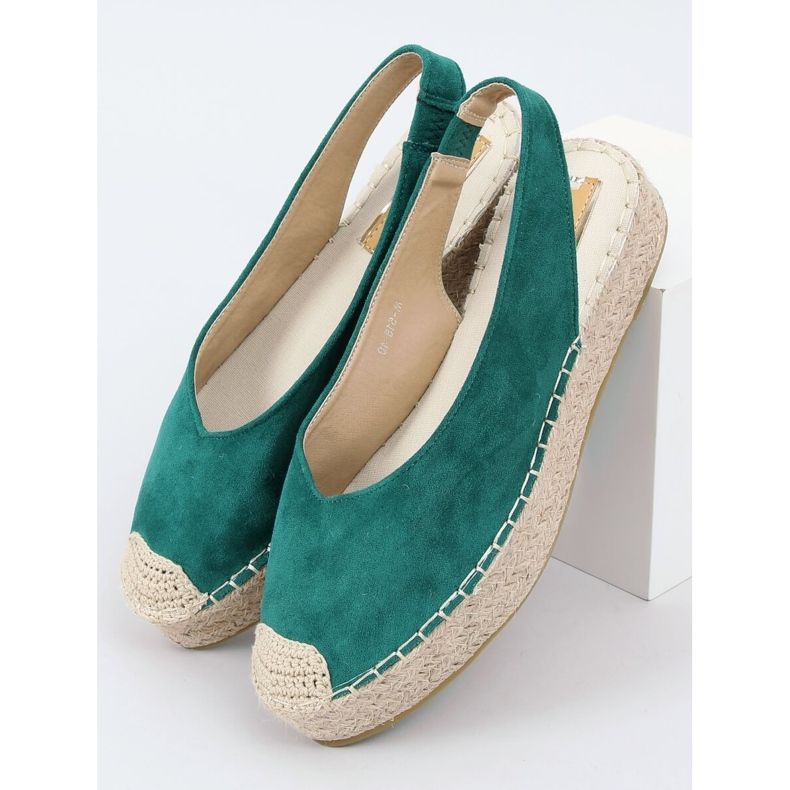 Espadrilles vertes à talons ouverts M-518 Vert 1