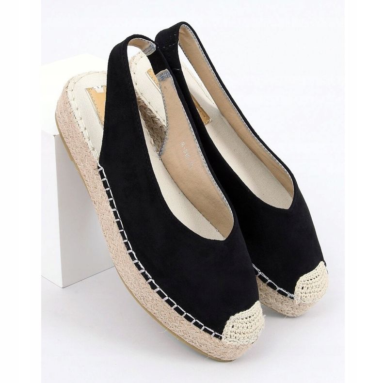 Noir M-518 Espadrilles noires à talons ouverts 1