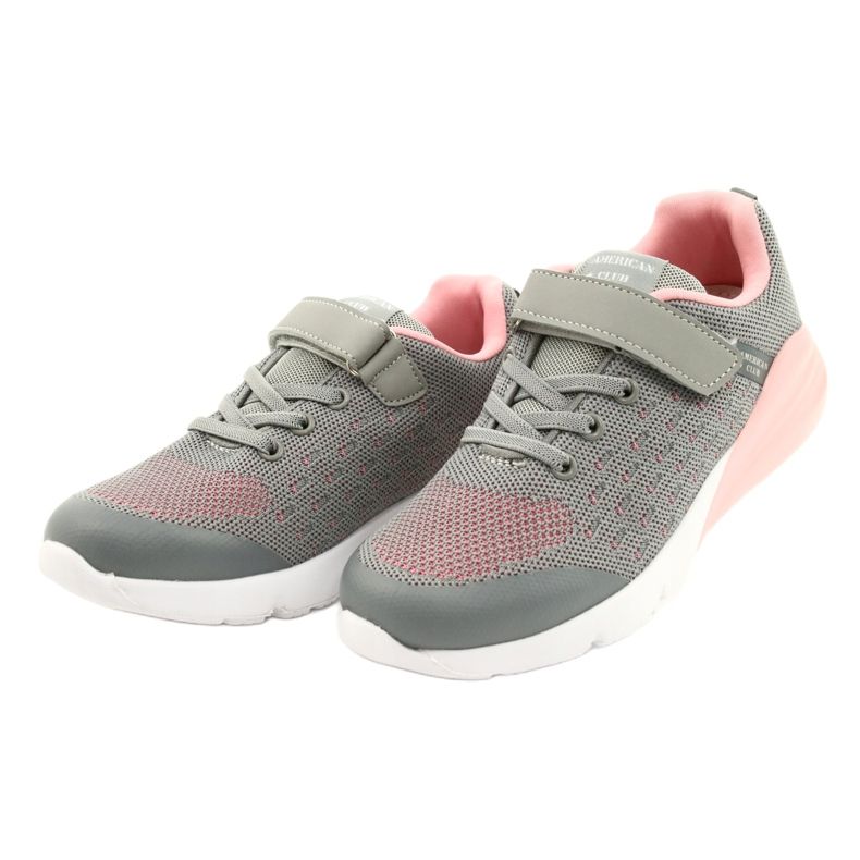 American Club Chaussures de Sport Fille avec Velcro RL11 Gris-Rose 1