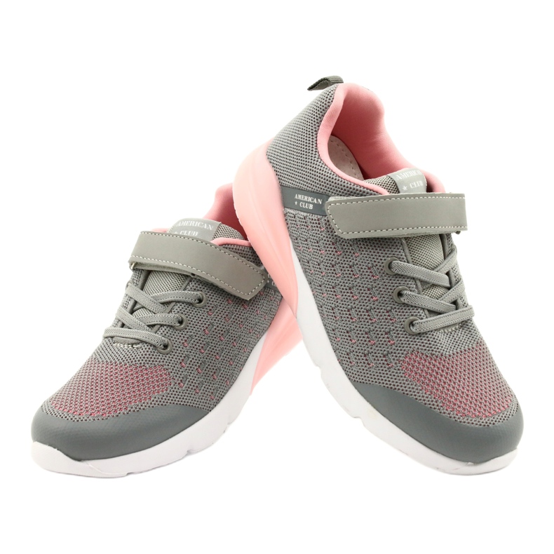 American Club Chaussures de Sport Fille avec Velcro RL11 Gris-Rose 3
