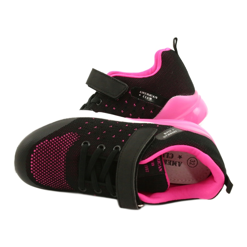 American Club Chaussures De Sport Fille Avec Velcro RL11 Noir / Rose 4