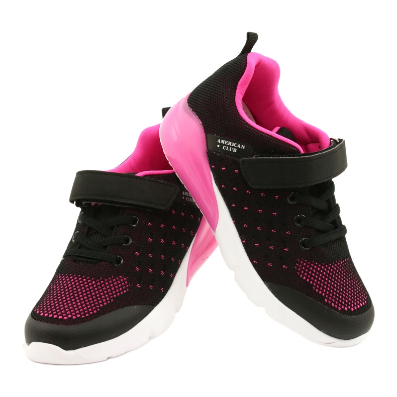 American Club Chaussures De Sport Fille Avec Velcro RL11 Noir / Rose 3