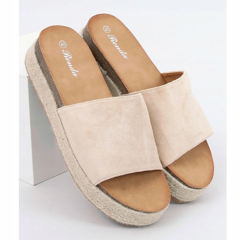 Chaussons espadrilles beiges 10-215 Beige 1