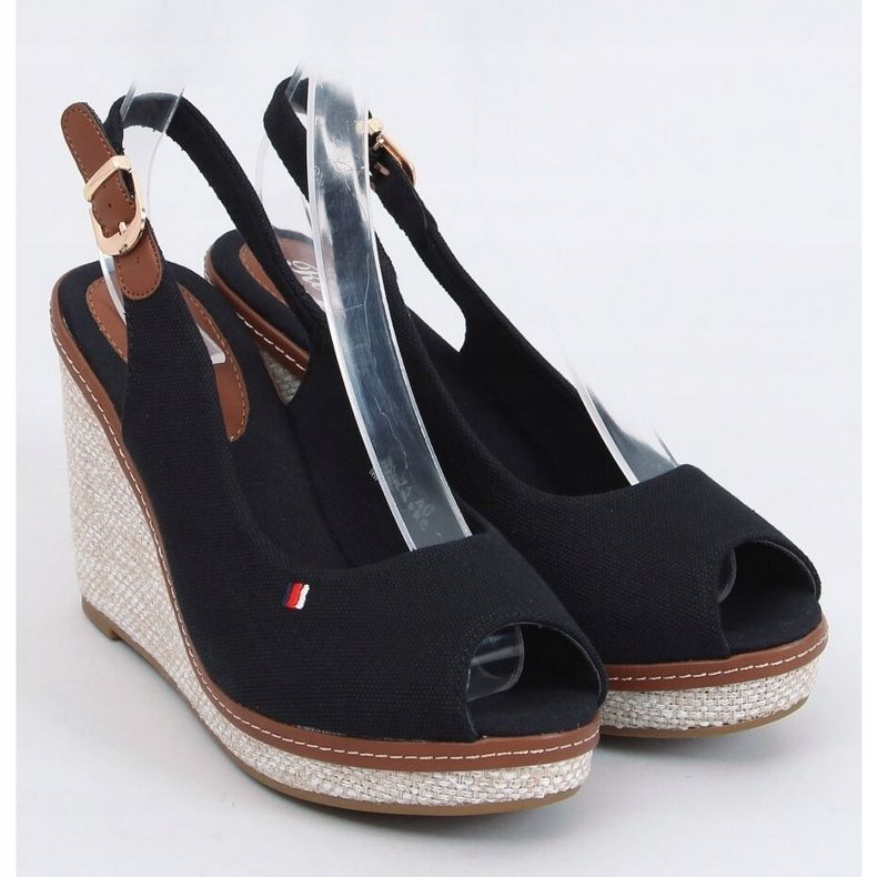 Sandales noires sur compensées BL-71 Noir le noir 1