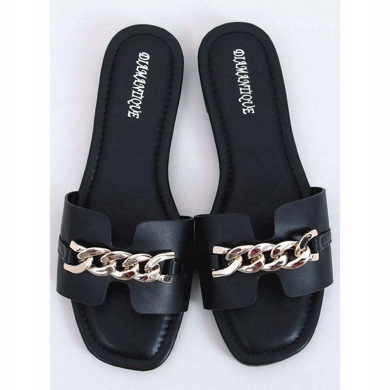 Noir HY23-01 Chaussons noirs avec une chaîne 1
