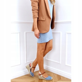 Bleu Espadrilles compensées, bleu 77-206 Bleu beige brun 2