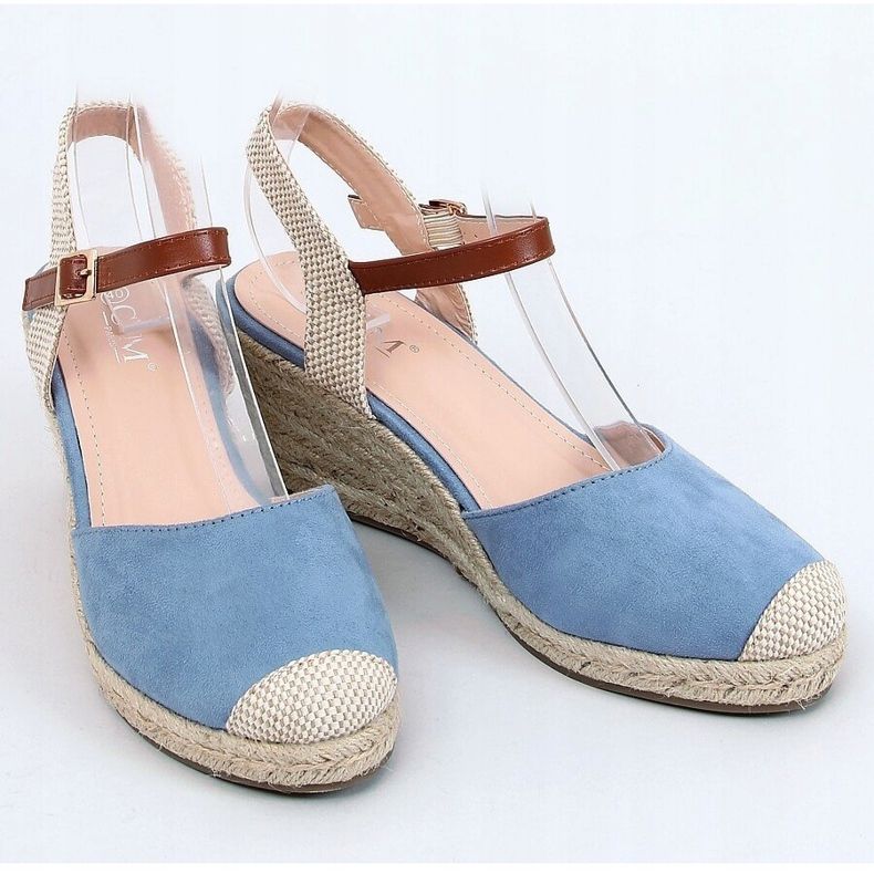 Bleu Espadrilles compensées, bleu 77-206 Bleu beige brun 1