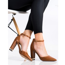 Diamantique Escarpins élégants à Spitz brun 2