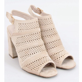 Sandales à talons ajourées beiges YT-99 Beige 1