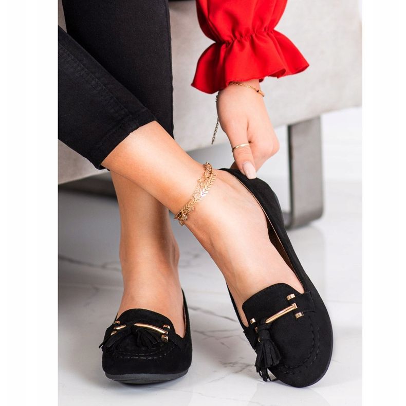 Kayla Mocassins à la mode noir doré 1