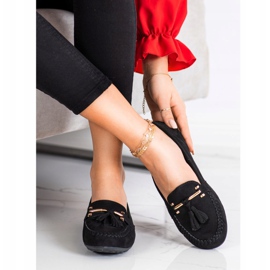 Queentina Mocassins en daim à la mode le noir d'or 2