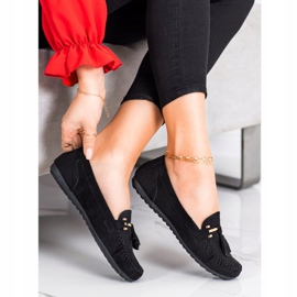 Queentina Mocassins en daim à la mode le noir d'or 3