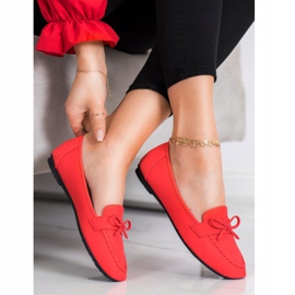 Diamantique Mocassins en cuir écologique rouge 1