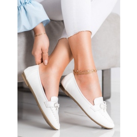 Diamantique Mocassins en cuir écologique blanc 1