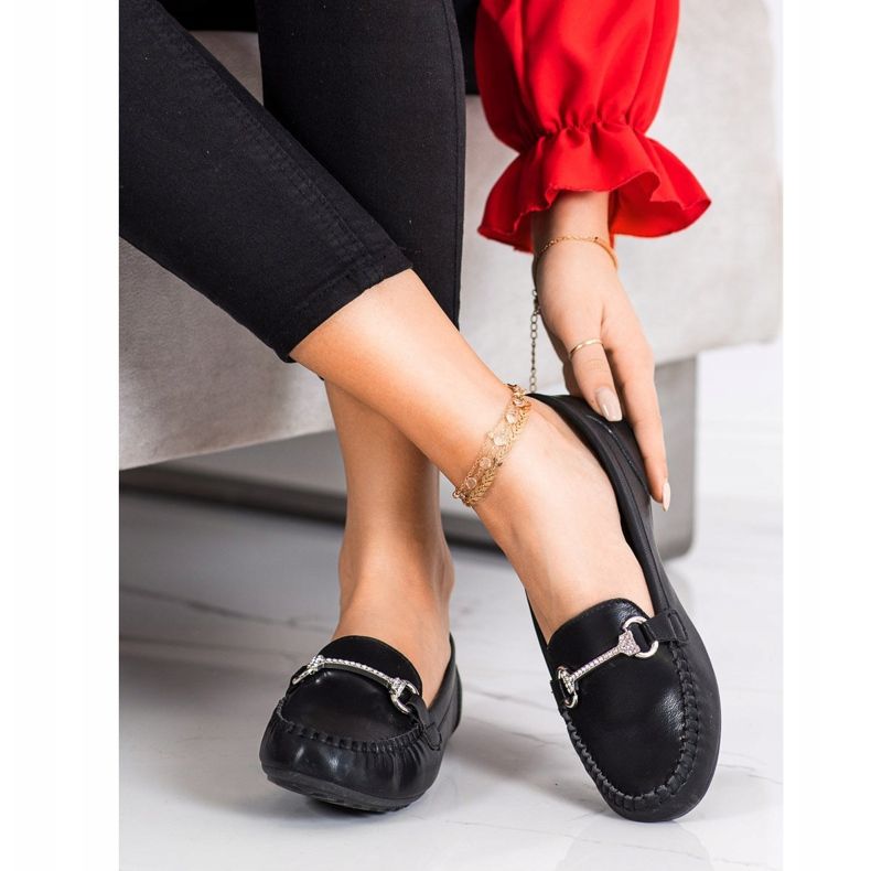 Queentina Mocassins élégants avec zircone cubique noir 1