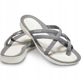 Pantoufles Crocs pour femmes Swiftwater Webbing Flip W Gris clair 205479 Oct. 3