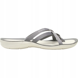 Pantoufles Crocs pour femmes Swiftwater Webbing Flip W Gris clair 205479 Oct. 4