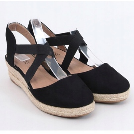 Espadrilles noires sur talon bas compensé 9R65 Noir 2