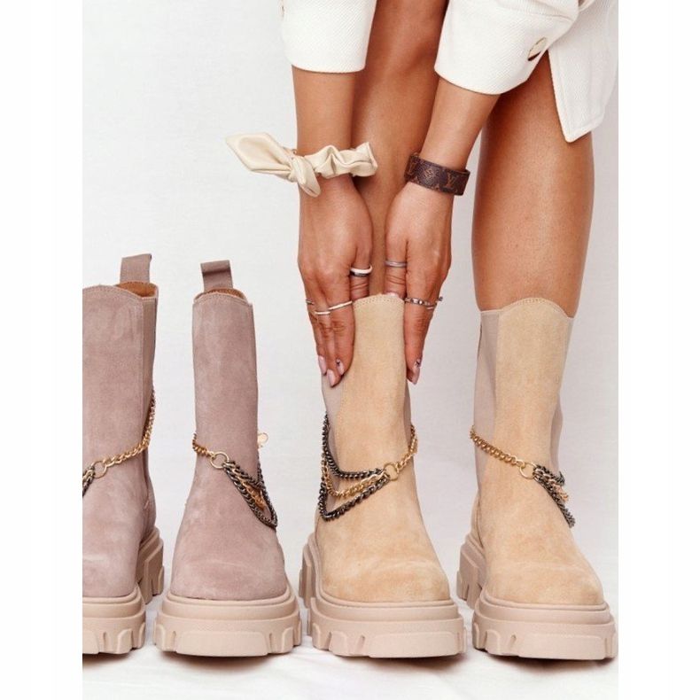 Lewski Shoes Chaussures Suede Sztyblety Workery Lewski 2998-0 Sable beige multicolore 1