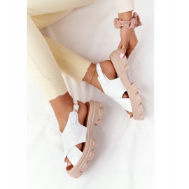Lewski Shoes Sandales En Cuir Sur La Plateforme Lewski Chaussures 3018-0 Blanc 1