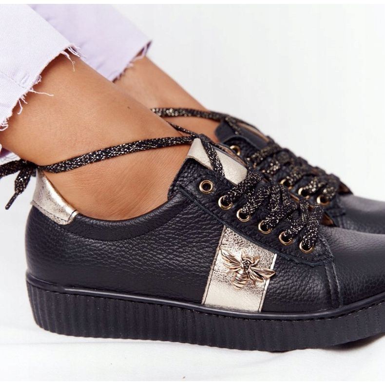 Baskets Cuir Femme Lewski Shoes 2786-0 Noir-Or le noir d'or 1